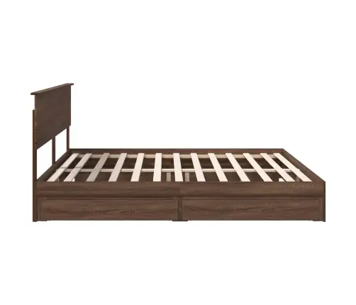 Gultas Rāmis Brūns Ozols 200 X 200 Cm Inženierijas Koks Vidaxl