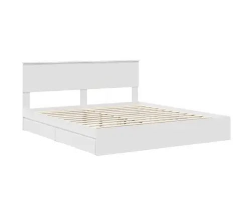 Laos Voodi Peaga Sahtliga Valge 180 X 200 Cm Tehispuit