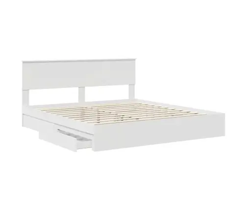 Laos Voodi Peaga Sahtliga Valge 180 X 200 Cm Tehispuit