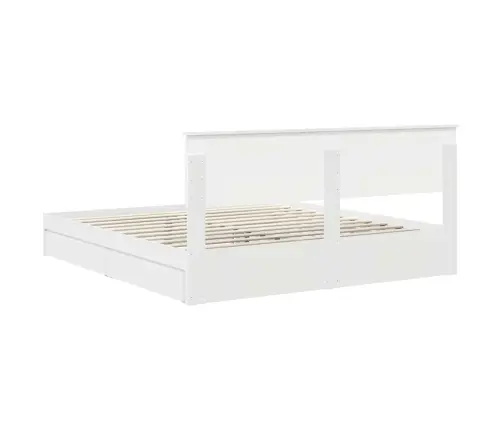 Laos Voodi Peaga Sahtliga Valge 180 X 200 Cm Tehispuit