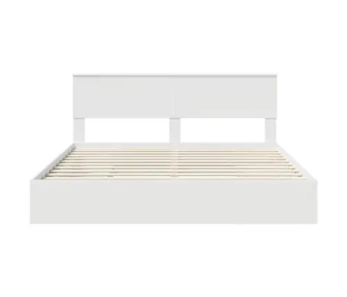 Laos Voodi Peaga Sahtliga Valge 180 X 200 Cm Tehispuit