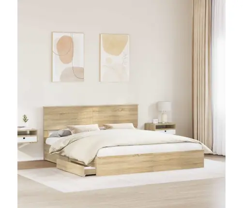 Glabāšanas Gulta Sonoma Ozols 180 X 200 Cm Inženierijas Koks Vidaxl