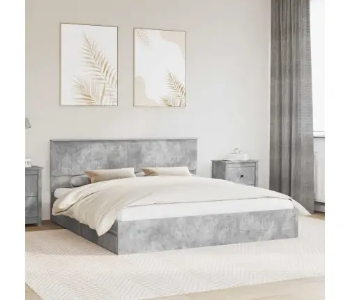 Gultas Rāmis Betona Pelēks 180 X 200 Cm Inženierijas Koks Vidaxl