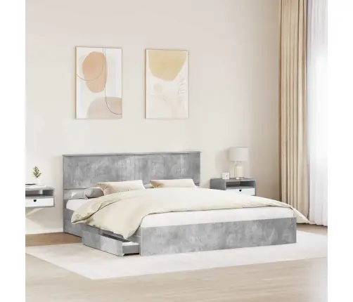 Gultas Rāmis Betona Pelēks 180 X 200 Cm Inženierijas Koks Vidaxl