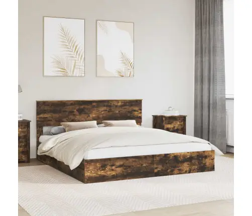 Glabāšanas Gulta Dūmaka Ozols 180 X 200 Cm Inženierijas Koks Vidaxl