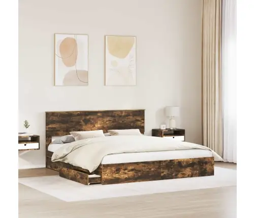 Glabāšanas Gulta Dūmaka Ozols 180 X 200 Cm Inženierijas Koks Vidaxl