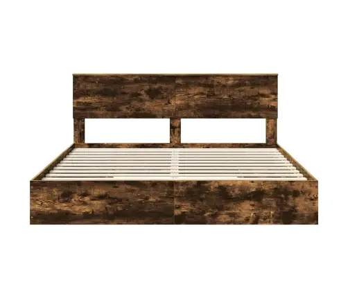 Glabāšanas Gulta Dūmaka Ozols 180 X 200 Cm Inženierijas Koks Vidaxl