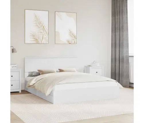 Glabāšanas Gulta Balts 160 X 200 Cm Inženierijas Koks Vidaxl