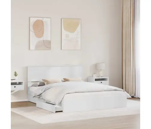 Glabāšanas Gulta Balts 160 X 200 Cm Inženierijas Koks Vidaxl