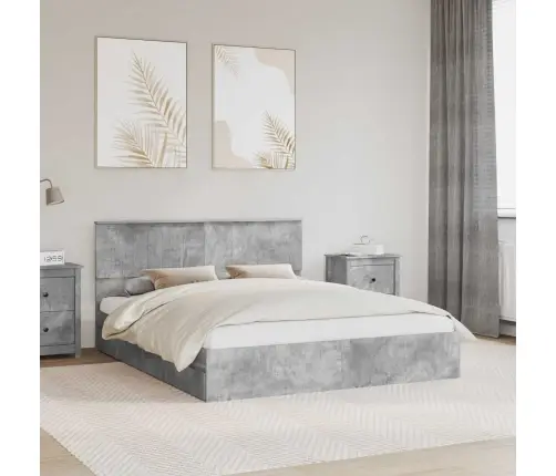 Gultas Rāmis Betona Pelēks 160 X 200 Cm Inženierijas Koks Vidaxl