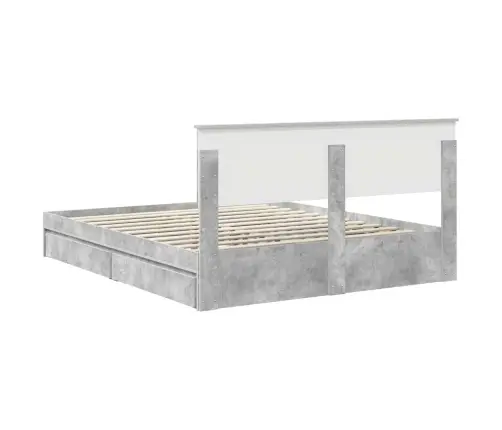 Gultas Rāmis Betona Pelēks 160 X 200 Cm Inženierijas Koks Vidaxl