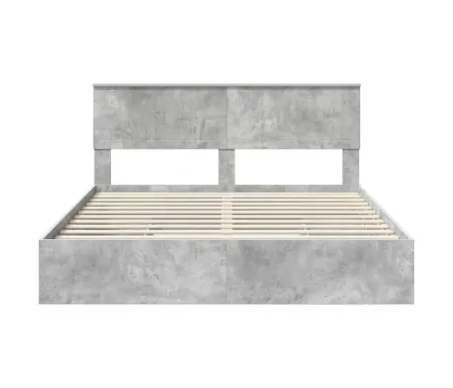 Gultas Rāmis Betona Pelēks 160 X 200 Cm Inženierijas Koks Vidaxl