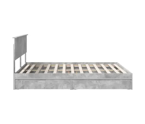 Gultas Rāmis Betona Pelēks 160 X 200 Cm Inženierijas Koks Vidaxl