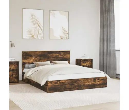 Gultas Rāmis Ar Atvilktni Ar Galvas Klāju Inženierijas Koks Vidaxl