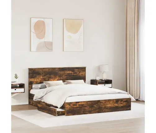 Gultas Rāmis Ar Atvilktni Ar Galvas Klāju Inženierijas Koks Vidaxl