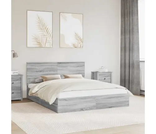 Gultas Rāmis Pelēks Sonoma 160 X 200 Cm Inženierijas Koks Vidaxl
