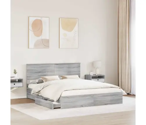 Gultas Rāmis Pelēks Sonoma 160 X 200 Cm Inženierijas Koks Vidaxl
