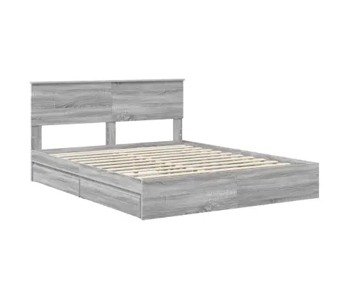 Gultas Rāmis Pelēks Sonoma 160 X 200 Cm Inženierijas Koks Vidaxl