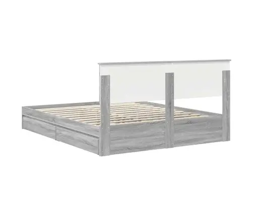 Gultas Rāmis Pelēks Sonoma 160 X 200 Cm Inženierijas Koks Vidaxl