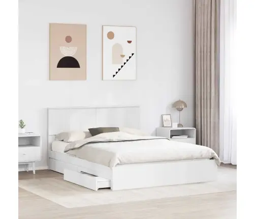 Voodi Raam Sahtliga Peaga Valge 150 X 200 Cm Tehispuit