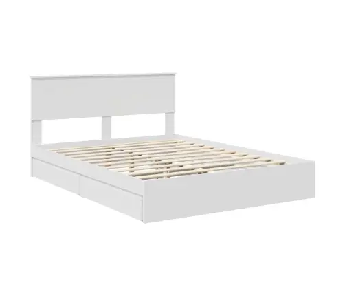 Voodi Raam Sahtliga Peaga Valge 150 X 200 Cm Tehispuit