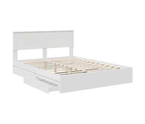 Voodi Raam Sahtliga Peaga Valge 150 X 200 Cm Tehispuit