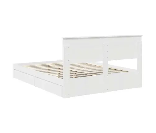 Voodi Raam Sahtliga Peaga Valge 150 X 200 Cm Tehispuit