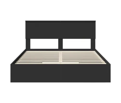 Saugos Lova Su Galvūgalio Juoda 150 X 200 Cm Apdirbta Mediena