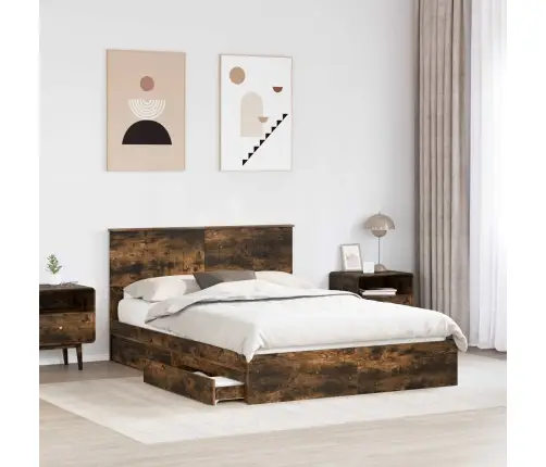 Gultas Rāmis Dūmaka Ozols 140 X 200 Cm Inženierijas Koks Vidaxl