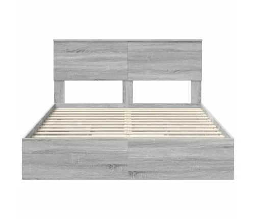Gultas Rāmis Pelēks Sonoma 140 X 200 Cm Inženierijas Koks Vidaxl