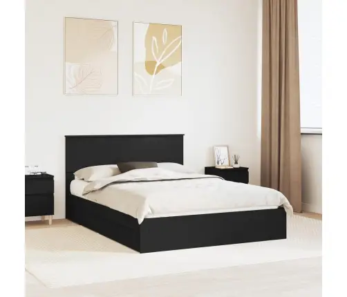 Glabāšanas Gulta Melna 140 X 190 Cm Inženierijas Koks Vidaxl