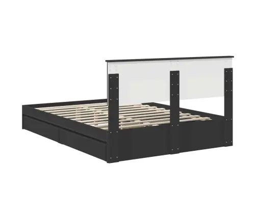 Glabāšanas Gulta Melna 140 X 190 Cm Inženierijas Koks Vidaxl