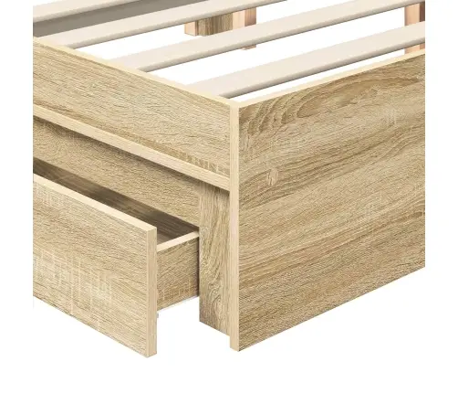 Glabāšanas Gulta Sonoma Ozols 140 X 190 Cm Inženierijas Koks Vidaxl