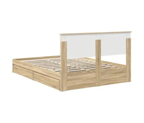 Glabāšanas Gulta Sonoma Ozols 140 X 190 Cm Inženierijas Koks Vidaxl