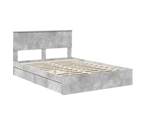 Gultas Rāmis Betona Pelēks 140 X 190 Cm Inženierijas Koks Vidaxl