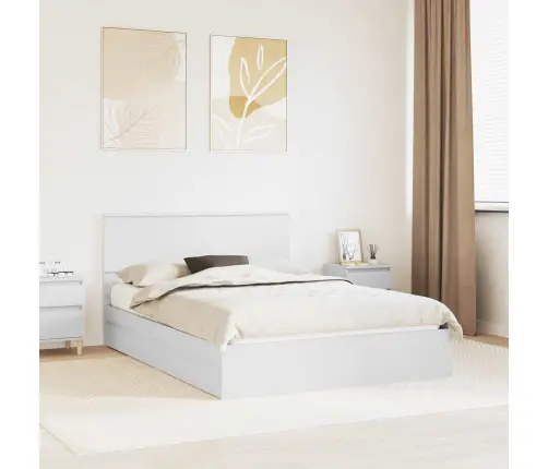 Saugos Lova Su Galvūgalio Balta 135 X 190 Cm Apdirbta Mediena