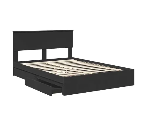 Gultas Rāmis Ar Atvilktni Melna 135 X 190 Cm Inženierijas Koks Vidaxl