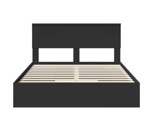 Gultas Rāmis Ar Atvilktni Melna 135 X 190 Cm Inženierijas Koks Vidaxl