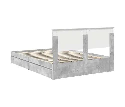 Glabāšanas Gulta Betona Pelēks 135 X 190 Cm Inženierijas Koks Vidaxl