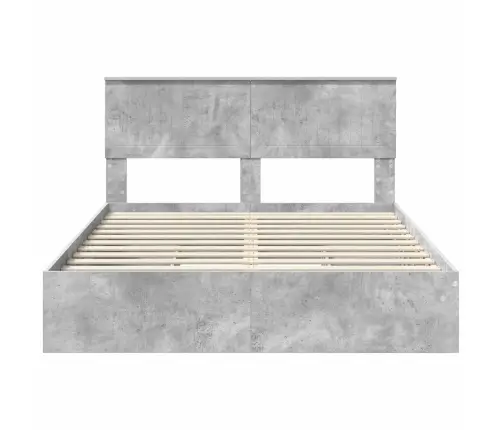 Glabāšanas Gulta Betona Pelēks 135 X 190 Cm Inženierijas Koks Vidaxl