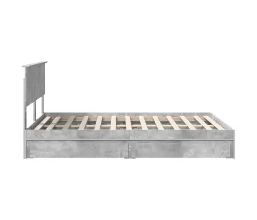 Glabāšanas Gulta Betona Pelēks 135 X 190 Cm Inženierijas Koks Vidaxl