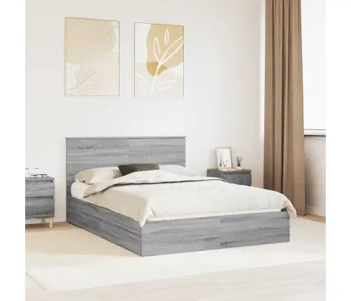 Gultas Rāmis Pelēks Sonoma 135 X 190 Cm Inženierijas Koks Vidaxl