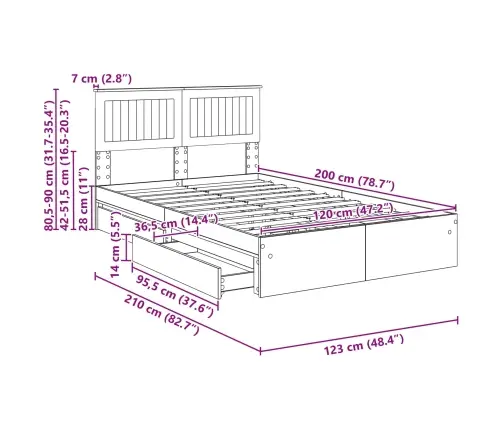 Saugos Lova Sonoma Ąžuolas 120 X 200 Cm Apdirbta Mediena