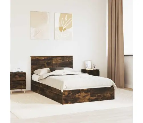 Laos Voodi Peaga Suitsetatud Tamm 120 X 200 Cm Tehispuit