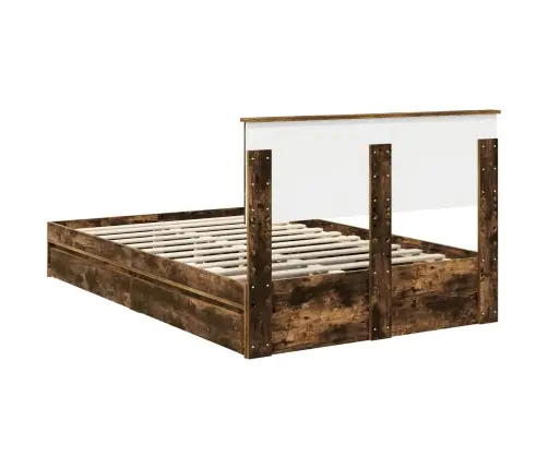 Laos Voodi Peaga Suitsetatud Tamm 120 X 200 Cm Tehispuit