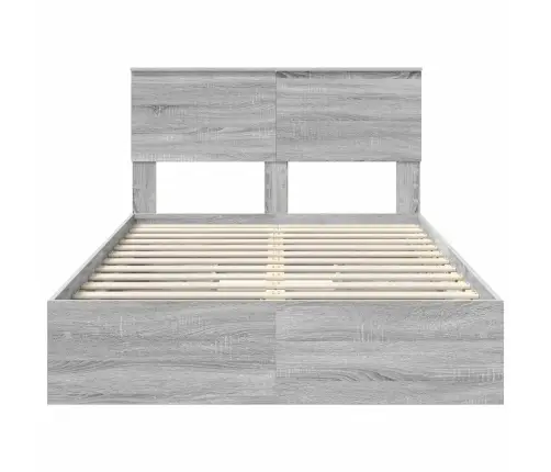 Gultas Rāmis Pelēks Sonoma 120 X 200 Cm Inženierijas Koks Vidaxl