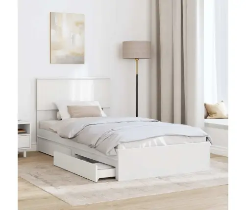 Saugos Lova Su Galvūgalio Balta 100 X 200 Cm Apdirbta Mediena