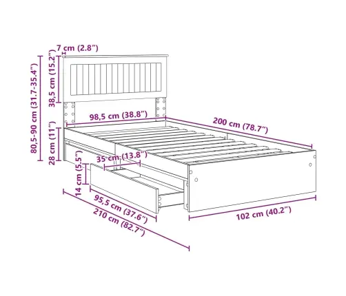 Saugos Lova Su Galvūgalio Balta 100 X 200 Cm Apdirbta Mediena