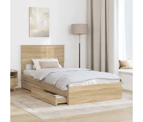 Gultas Rāmis Sonoma Ozols 100 X 200 Cm Inženierijas Koks Vidaxl