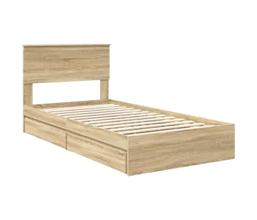 Gultas Rāmis Sonoma Ozols 100 X 200 Cm Inženierijas Koks Vidaxl